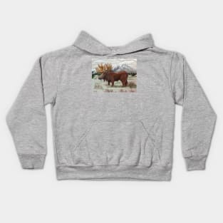 Majestic Moose in the Mountains Kids Hoodie